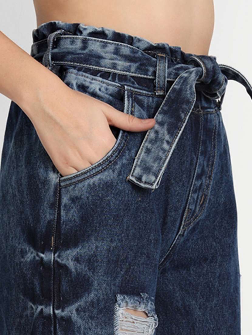 women's distress wide leg jeans - 20386504 -  Standard Image - 5