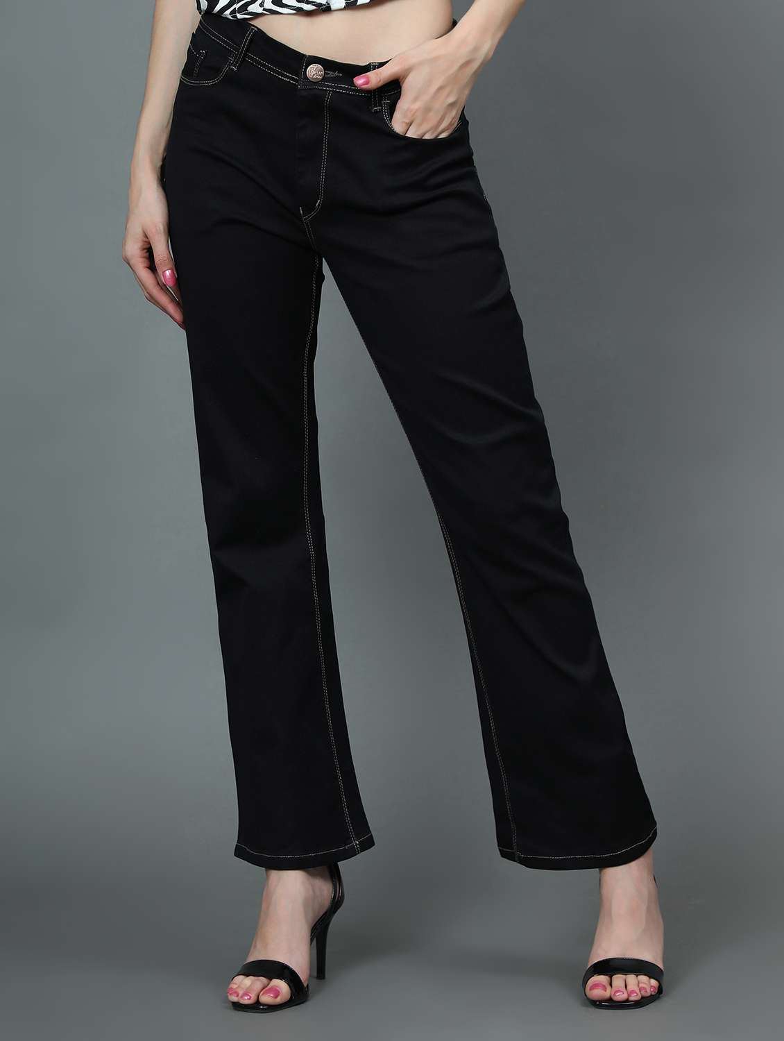 women's plain straight fit jeans
