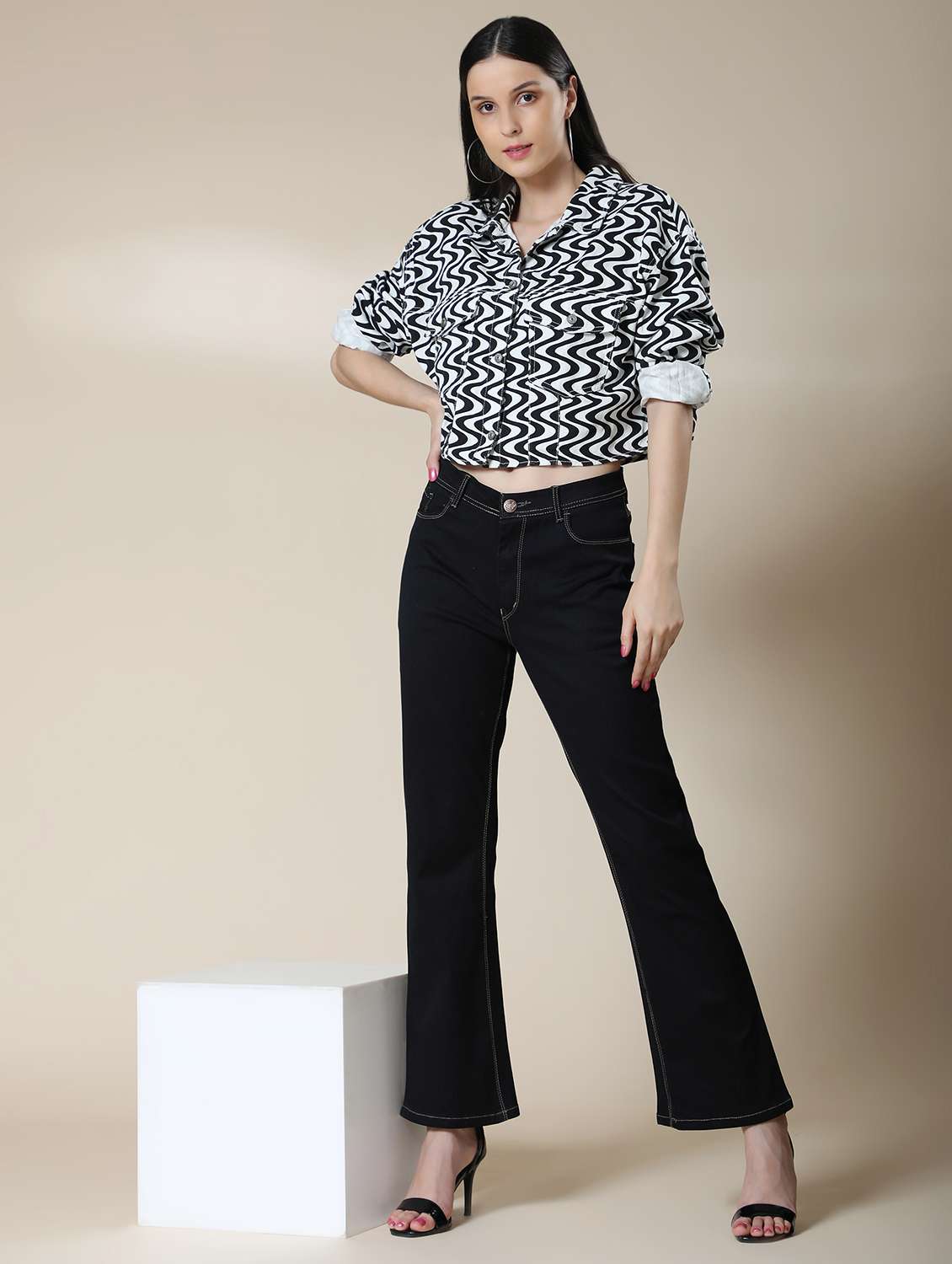 women's plain straight fit jeans - 20386579 - Standard Image - 3