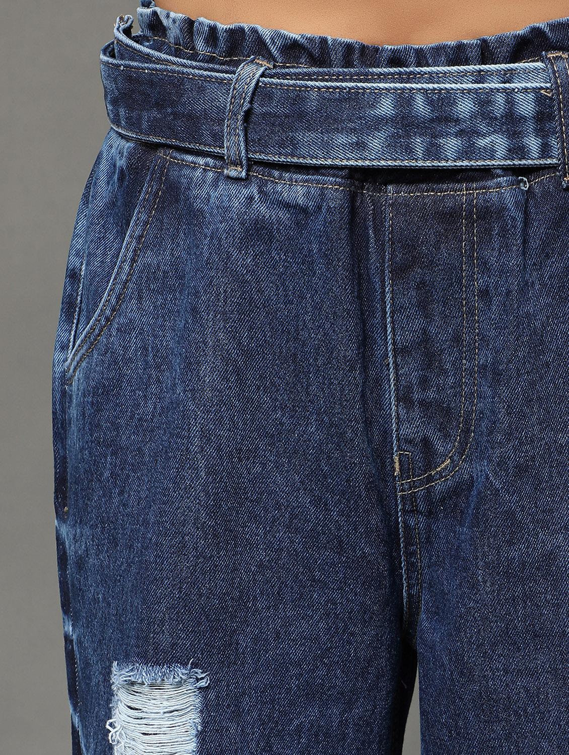 women's distress wide leg jeans - 20386587 - Standard Image - 5