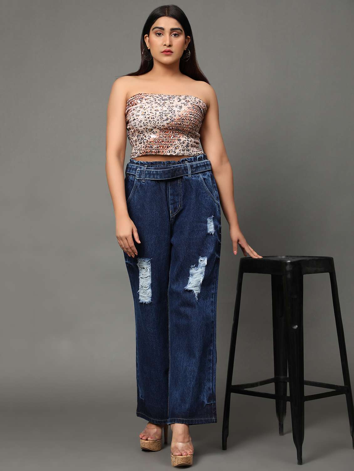 women's distress straight fit jeans - 20386588 -  Standard Image - 3