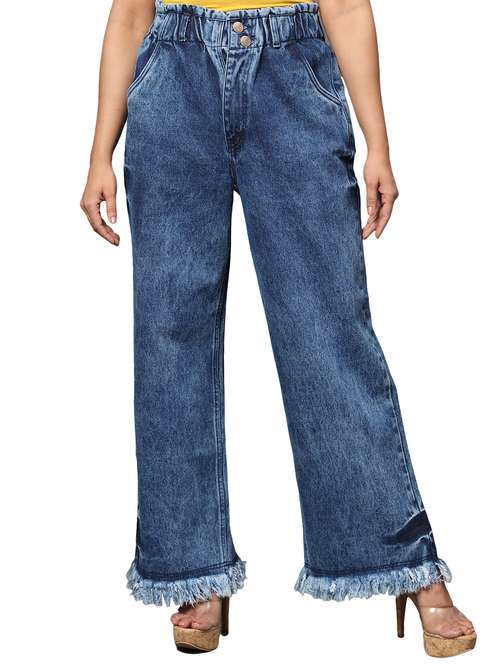 women's plain wide leg jeans - 20386669 - Standard Image - 0