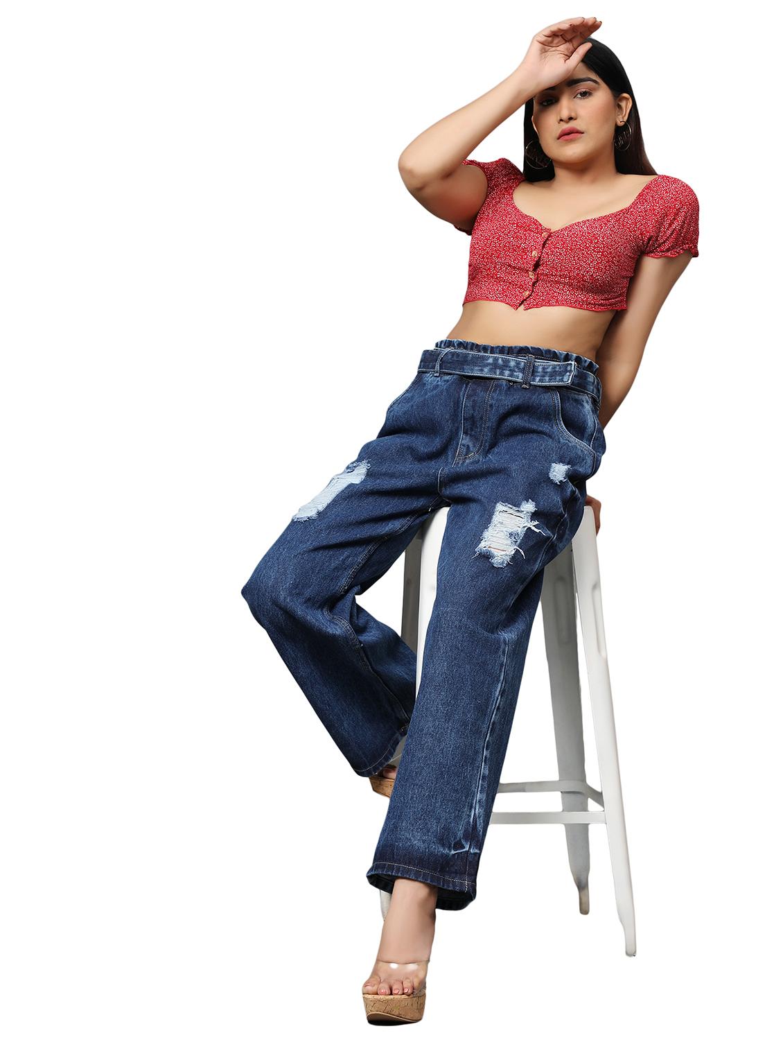women's distress wide leg jeans - 20386672 - Standard Image - 3