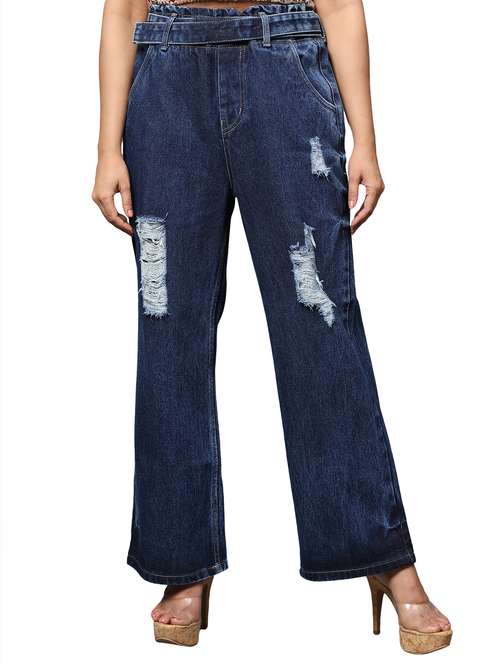 women's distress wide leg jeans - 20386673 -  Standard Image - 0