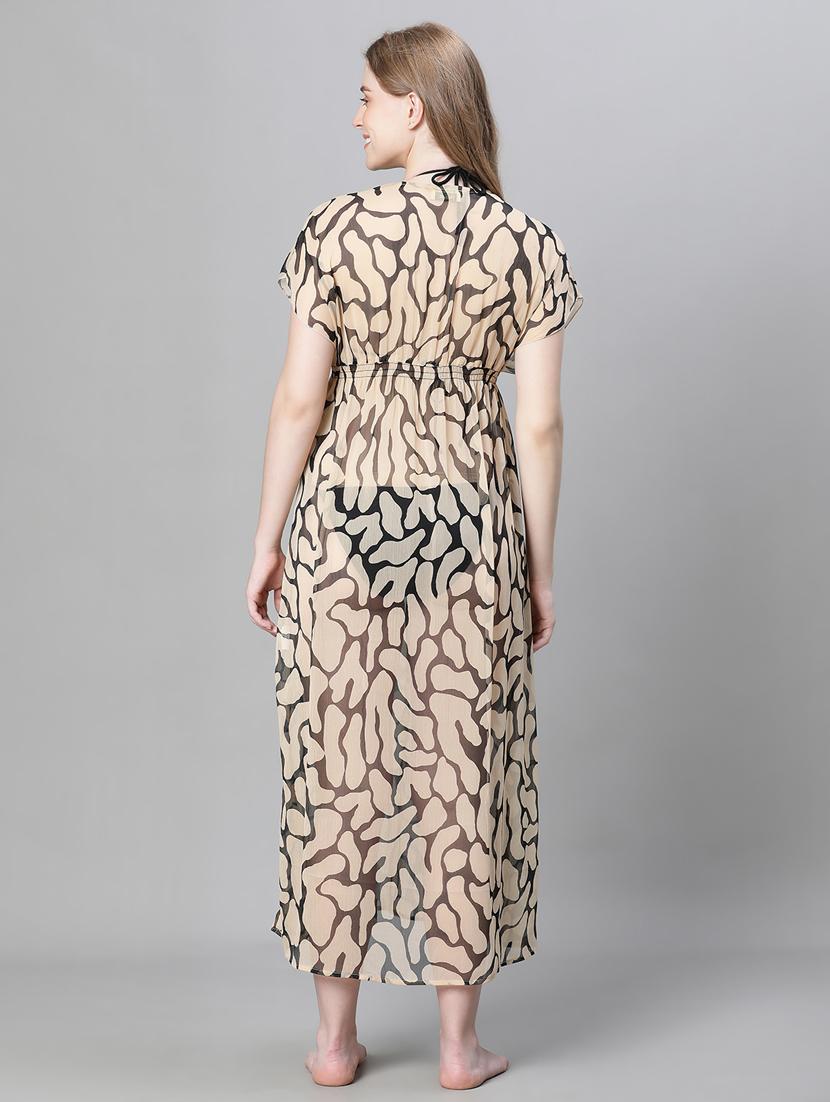 women brown coverups beachwear dress - 20386728 - Standard Image - 3