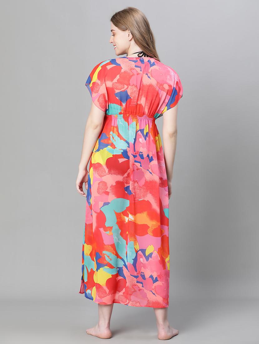 multi colored abstract print coverup - 20386731 - Standard Image - 3