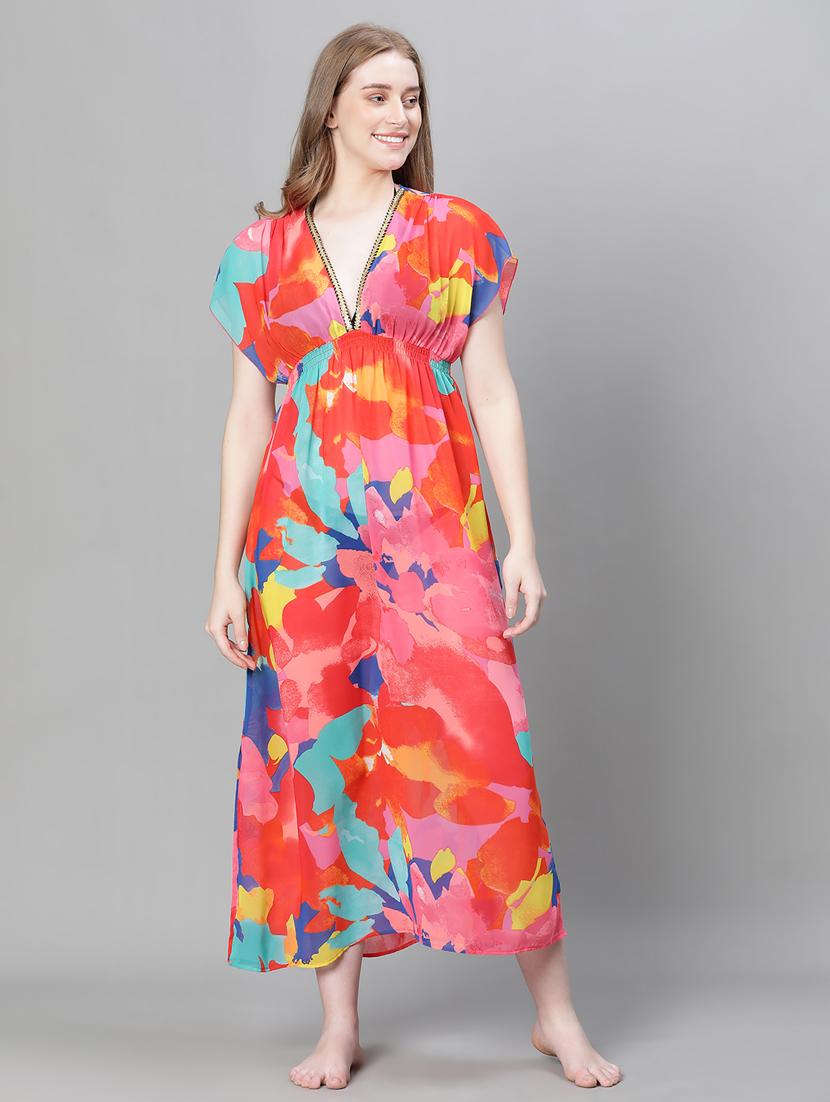 multi colored abstract print coverup - 20386731 - Standard Image - 5