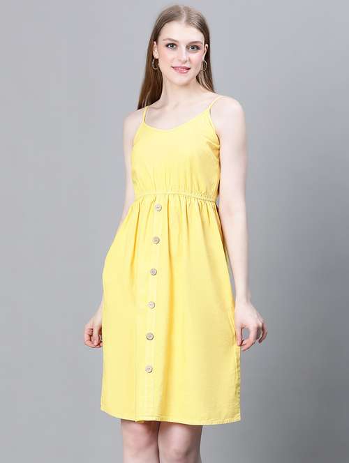 women solid shoulder strap dress - 20386734 -  Standard Image - 0