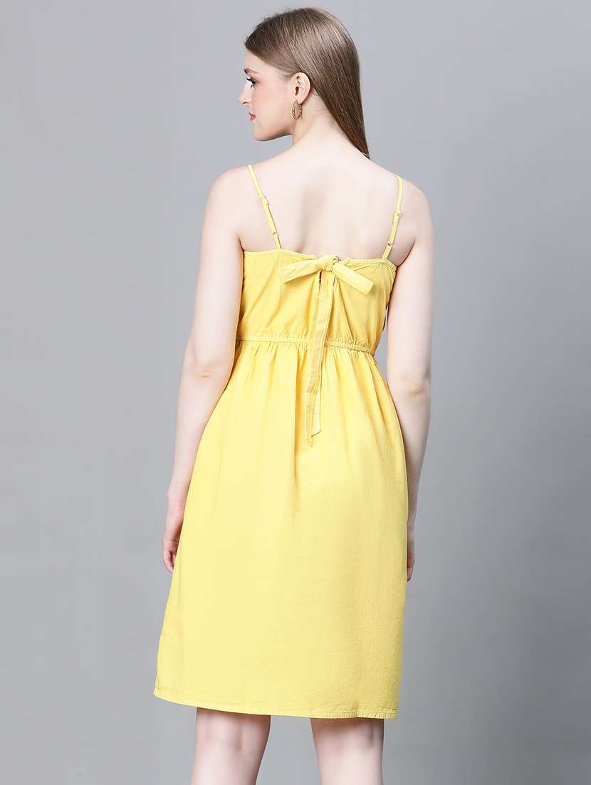 women solid shoulder strap dress - 20386734 - Standard Image - 3
