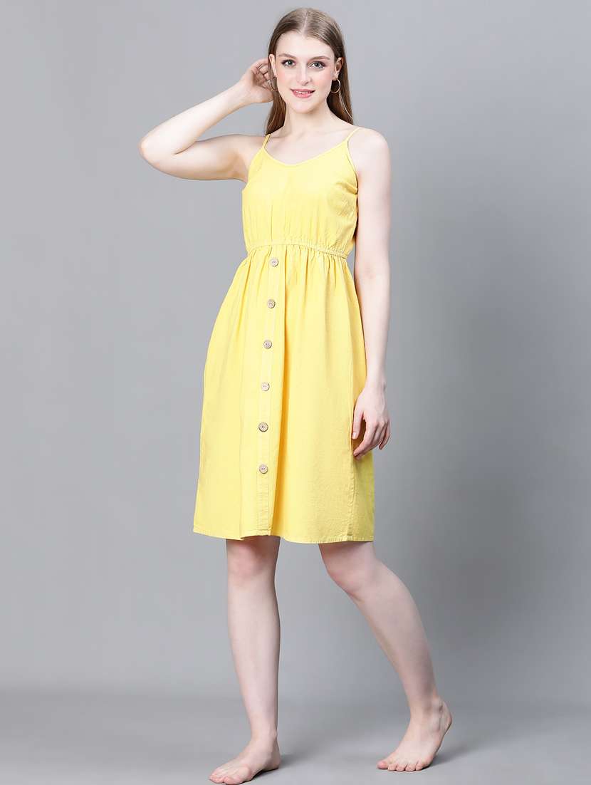 women solid shoulder strap dress - 20386734 - Standard Image - 5