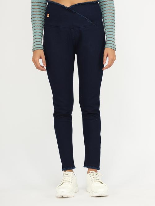women navy blue denim jegging - 20386778 -  Standard Image - 0