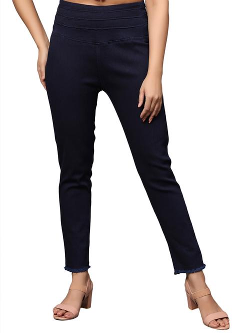 women navy blue denim jegging - 20386811 - Standard Image - 0