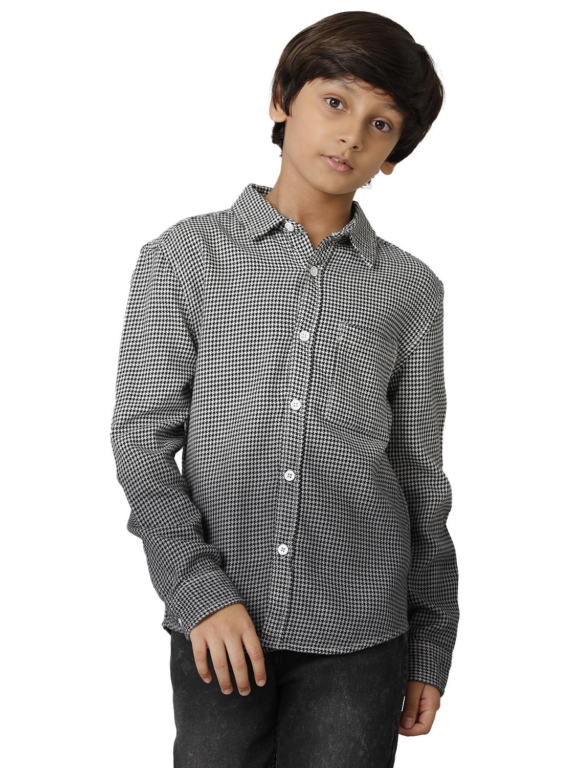 boys black houndstooth printed shirt - 20386928 - Zoom Image - 0
