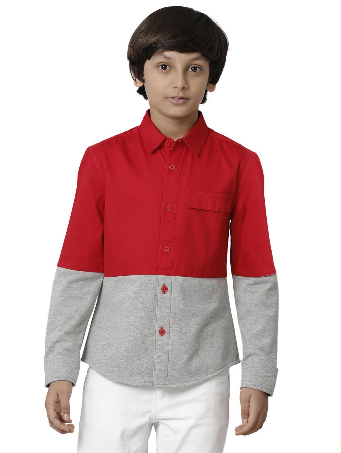 boys red color block 100% cotton shirt - 20386938 - Zoom Image - 0