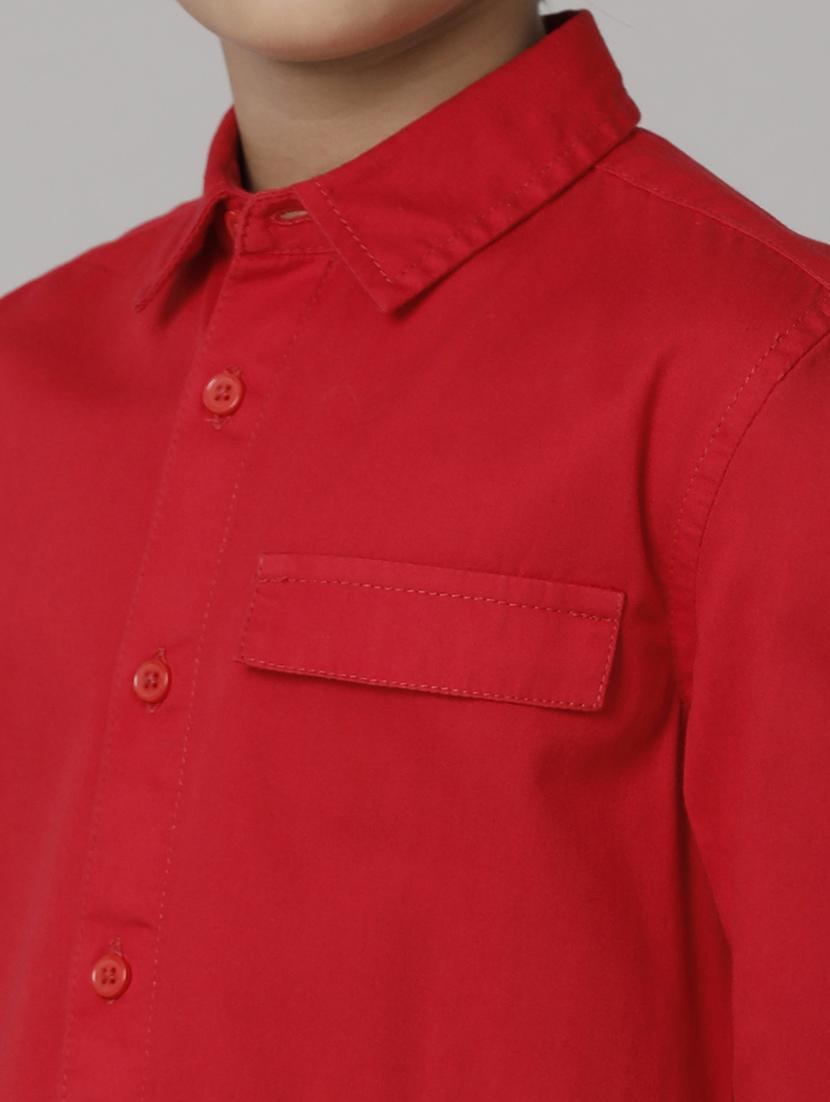 boys red color block 100% cotton shirt - 20386938 - Standard Image - 5