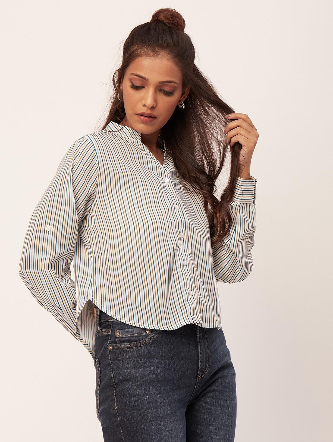 women multi color striped poly moss regular top - 20387198 -  Zoom Image - 0