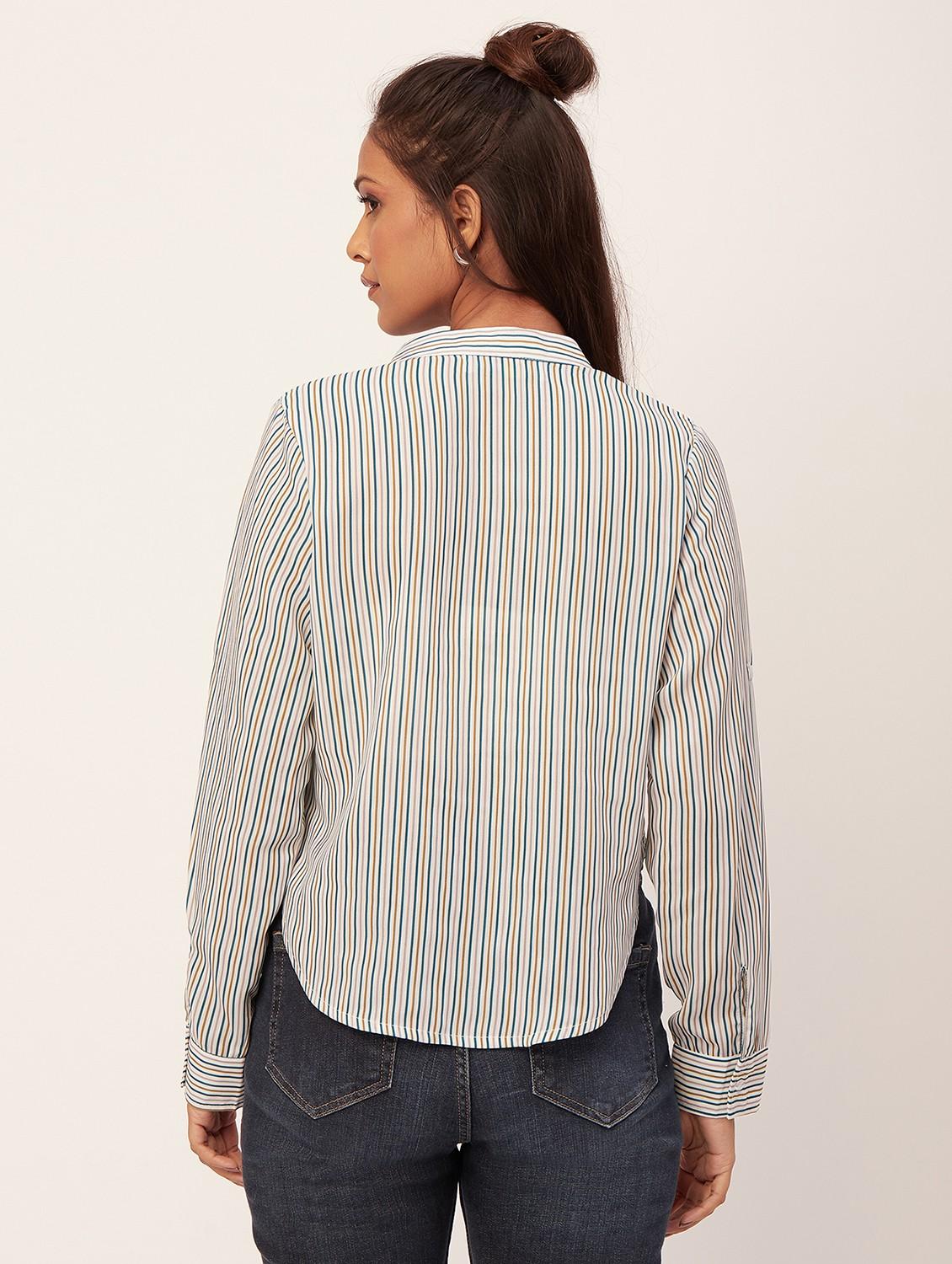 women multi color striped poly moss regular top - 20387198 - Standard Image - 3
