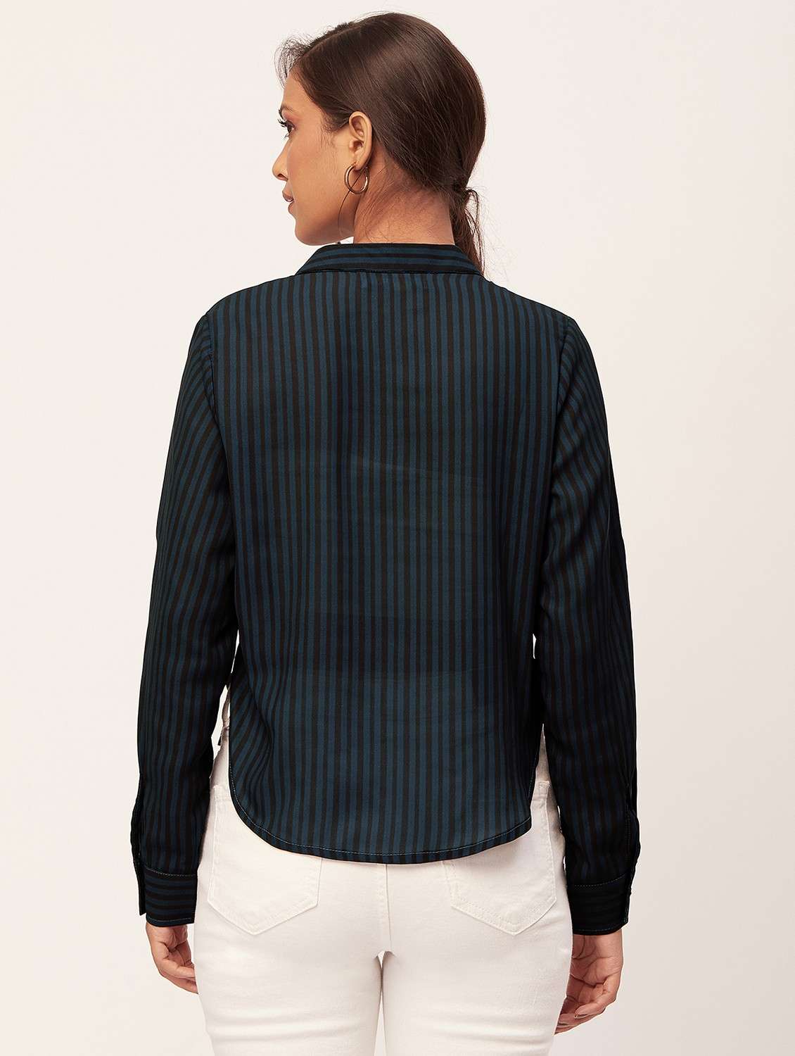 women blue poly moss regular top - 20387201 -  Standard Image - 3