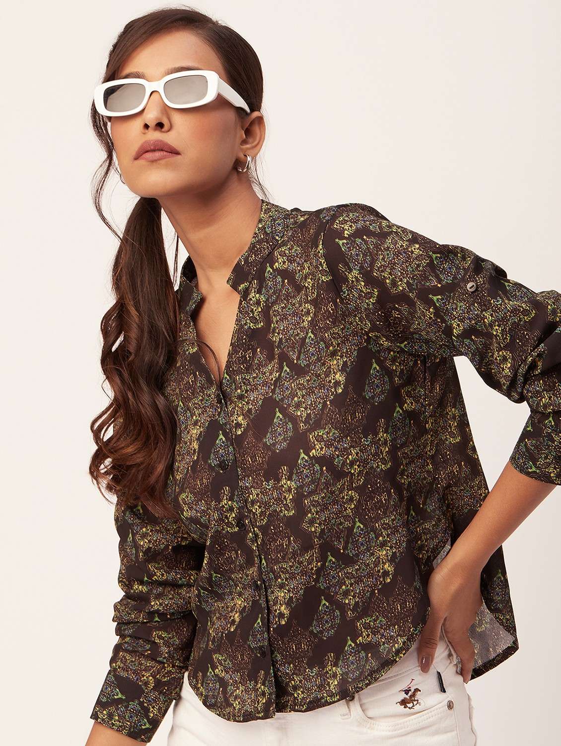 brown printed regular shirt - 20387202 - Zoom Image - 0