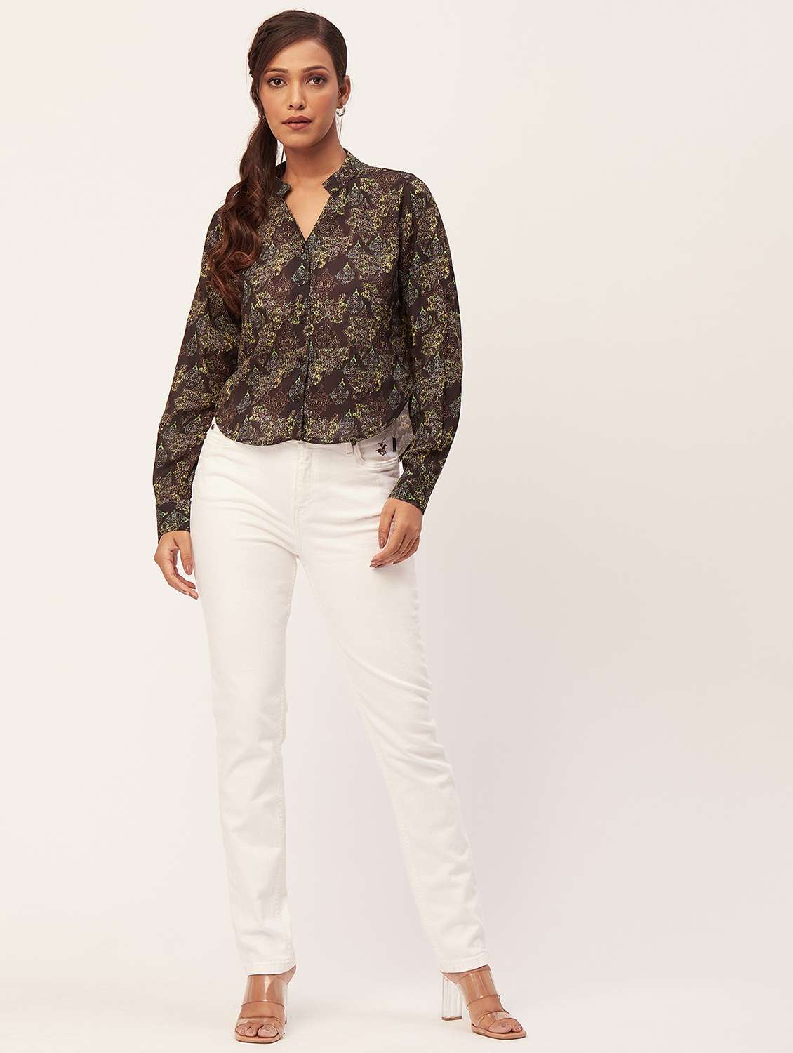 brown printed regular shirt - 20387202 - Standard Image - 3