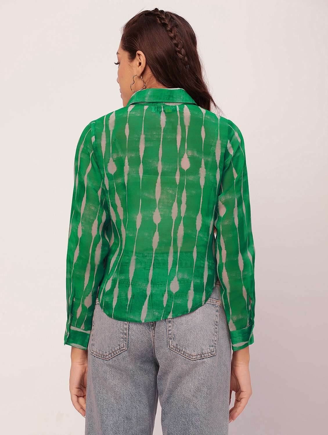 women green tie n dye poly georgette regular top - 20387205 - Standard Image - 3