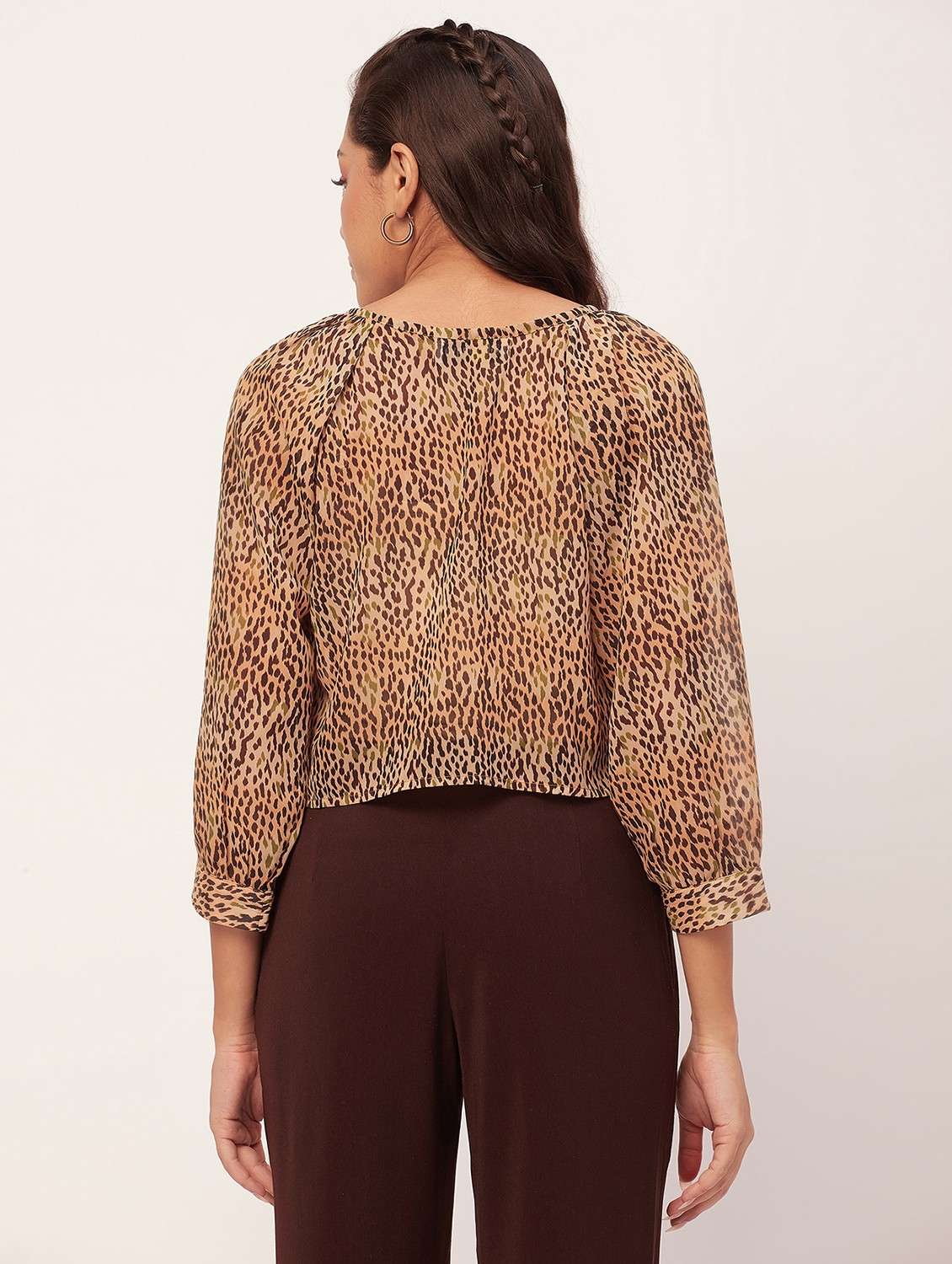 beige animal print crop top - 20387208 -  Standard Image - 3