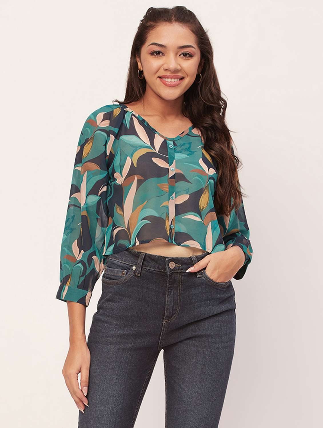 multi color printed crop top