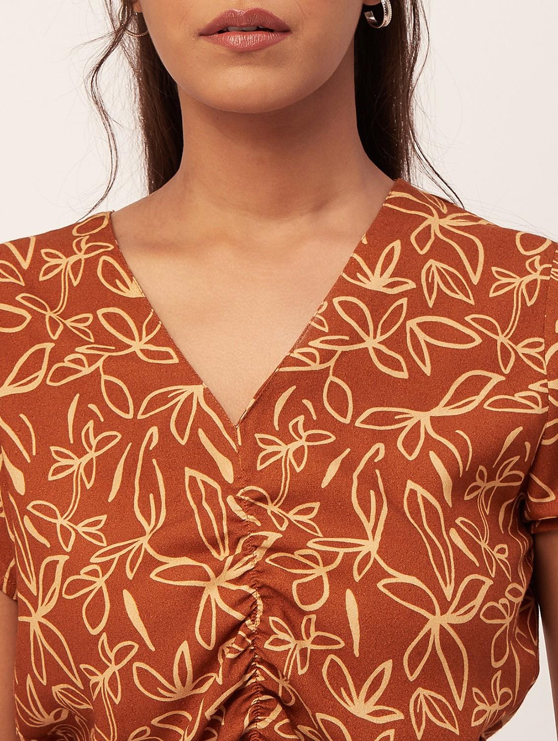 rust floral crop top - 20387214 - Standard Image - 5