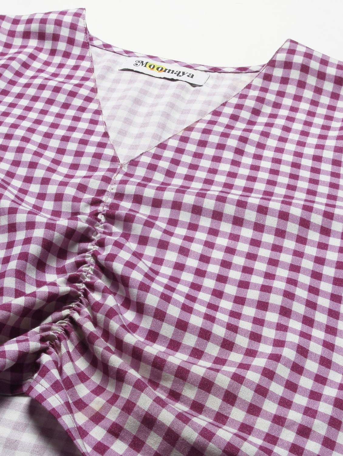 magenta and white checks crop top - 20387216 -  Standard Image - 5
