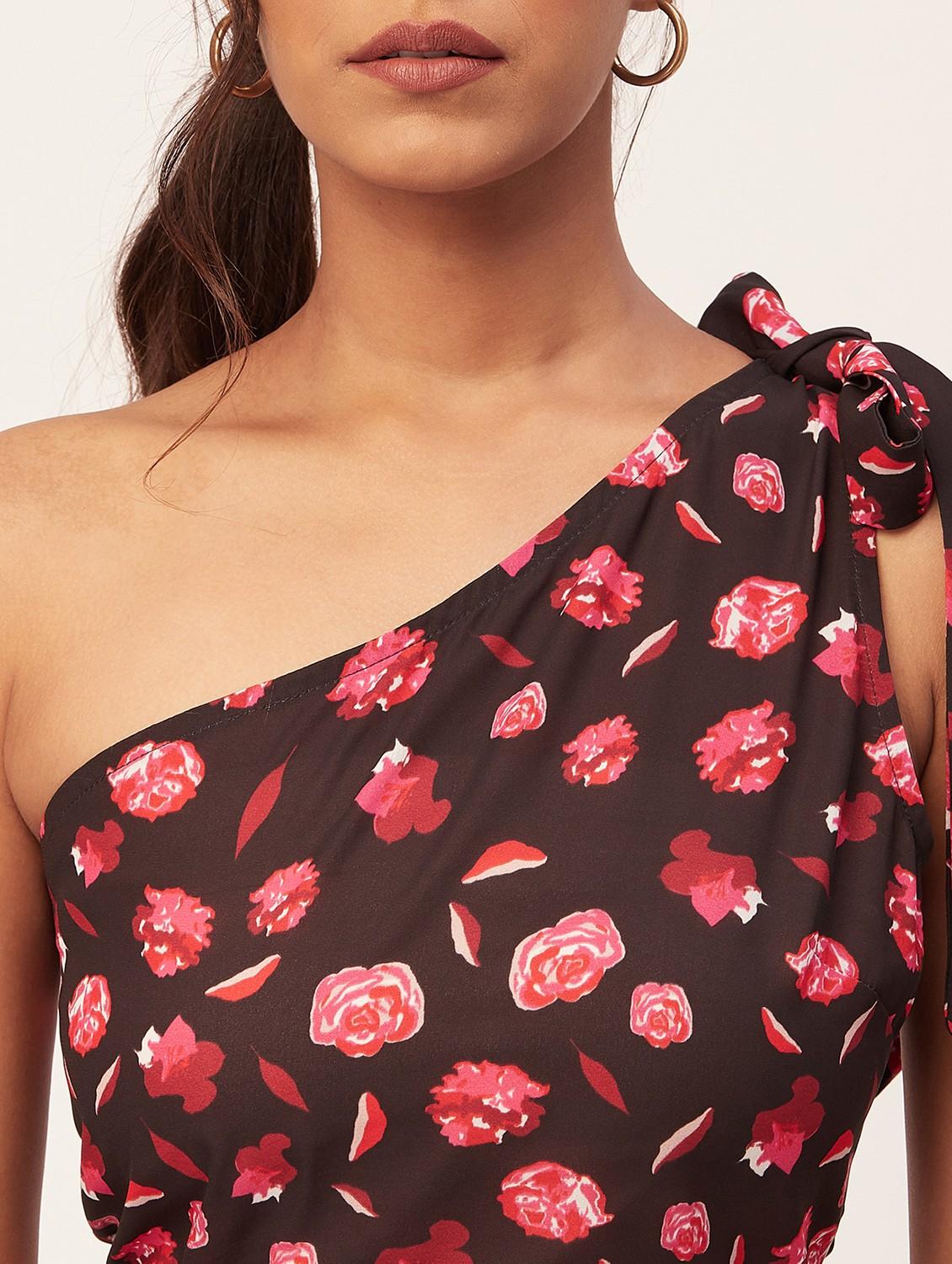 coffee brown floral crop top - 20387228 - Standard Image - 5