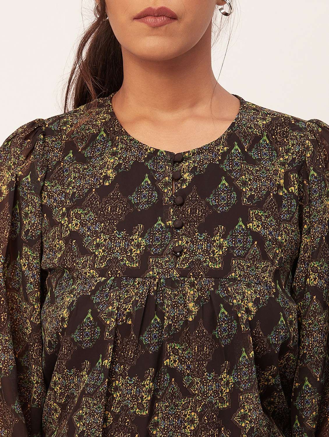 brown printed regular top - 20387234 -  Standard Image - 5