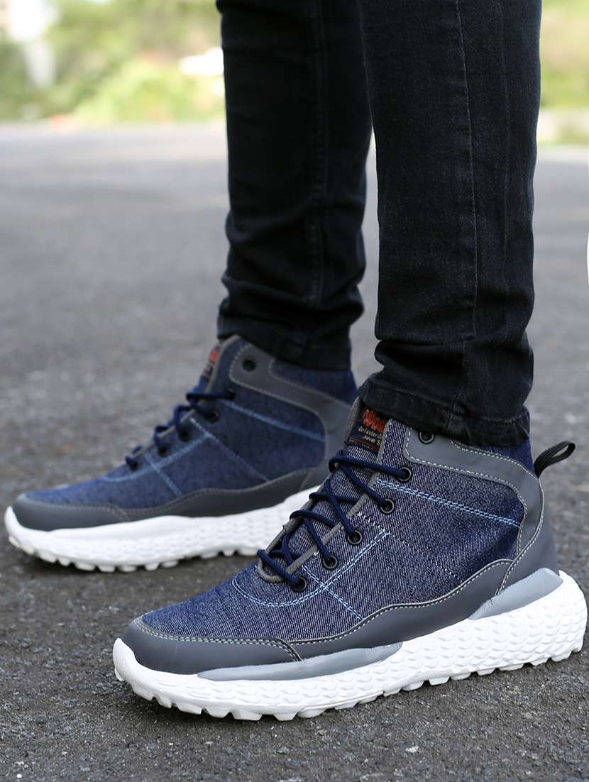 men navy blue solid lace up sneaker - 20387869 -  Zoom Image - 0