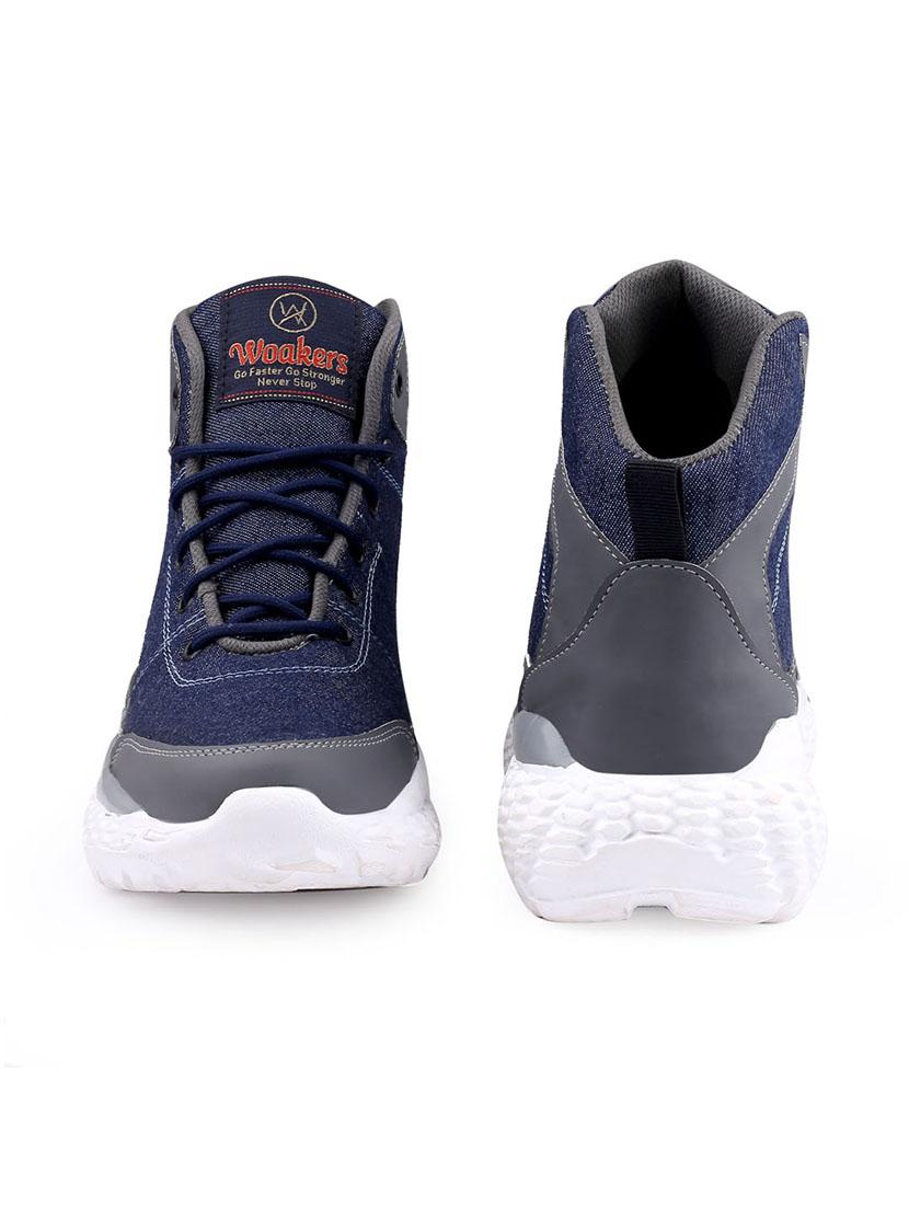 men navy blue solid lace up sneaker - 20387869 - Standard Image - 3