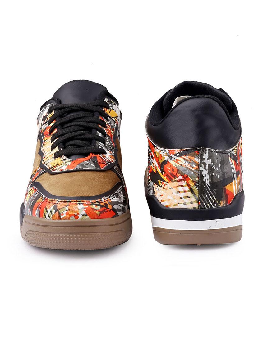 men graphic printed brown lace up sneaker - 20387878 - Standard Image - 3