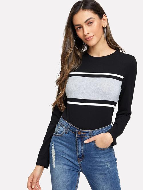 black color block regular top - 20387950 -  Standard Image - 0