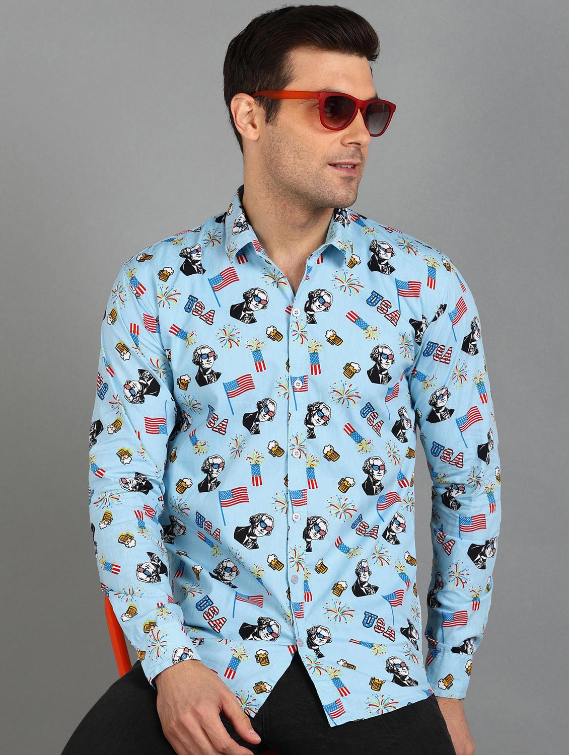 light blue cotton casual shirt - 20388045 - Zoom Image - 0