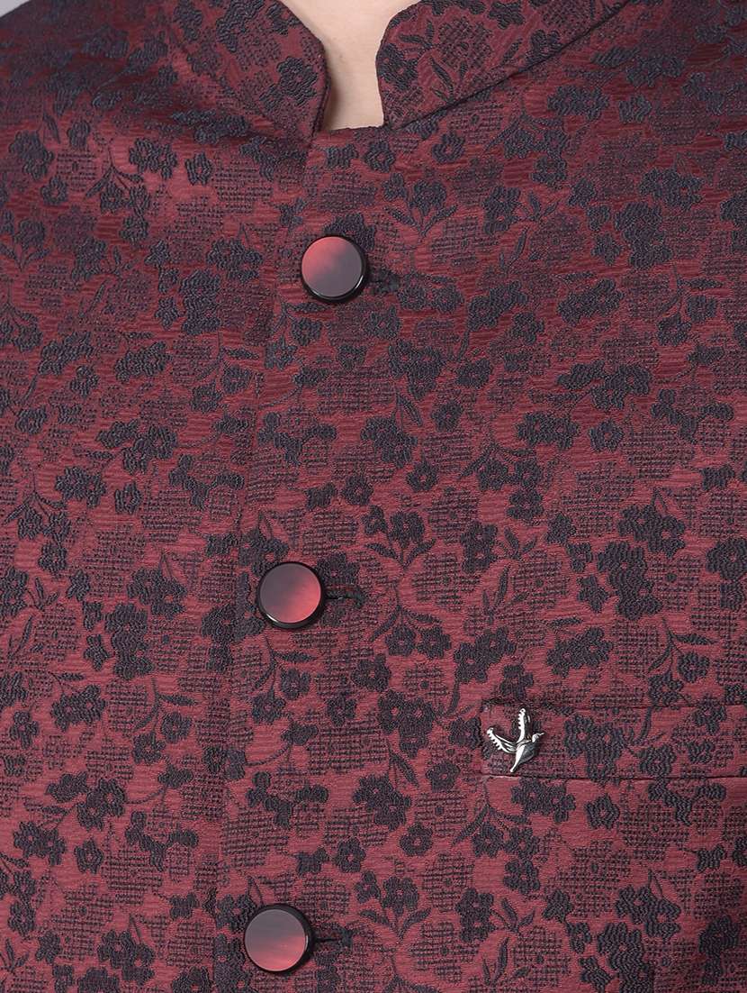 men self design burgundy slim fit polyester blend 2-piece suits suit - 20388096 -  Standard Image - 5