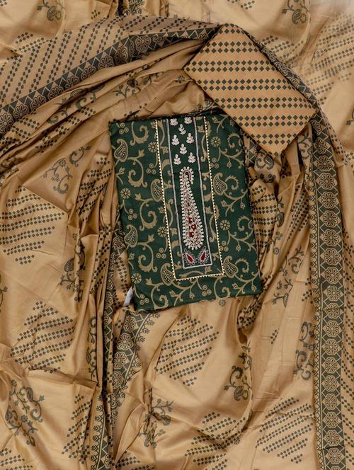 women green paisely unstitched suits - 20388444 - Standard Image - 0