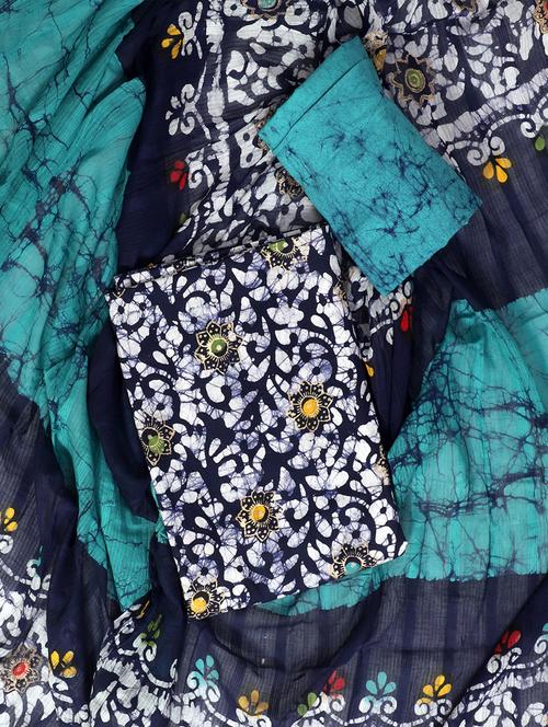 women blue floral unstitched suits - 20388481 - Standard Image - 0