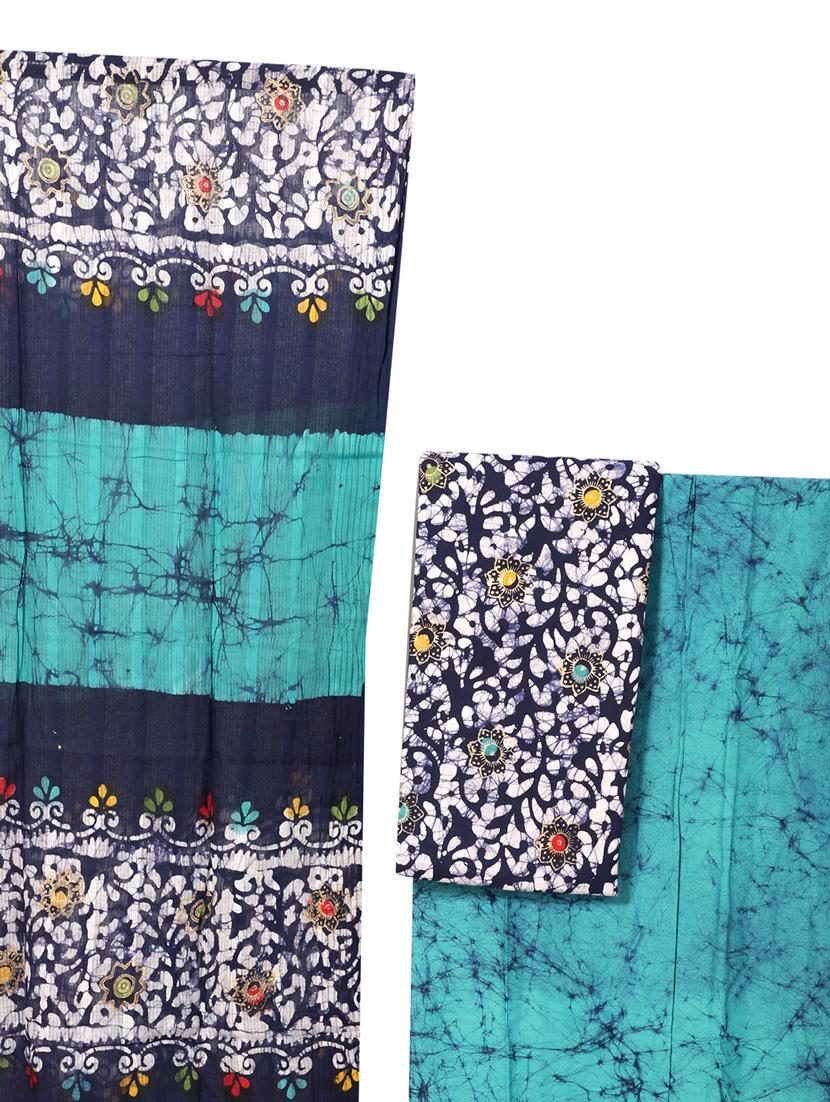 women blue floral unstitched suits - 20388481 - Standard Image - 5