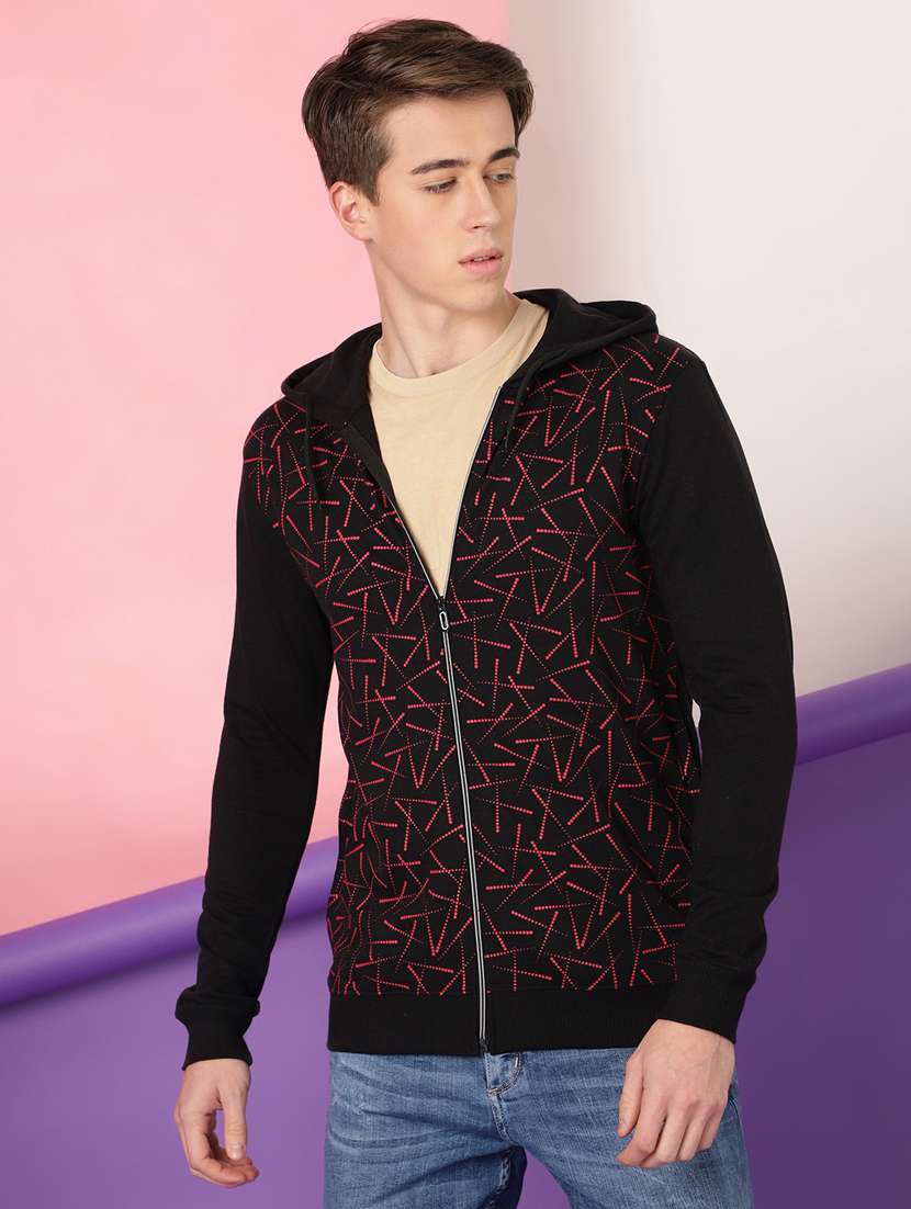 men printed hooded jacket