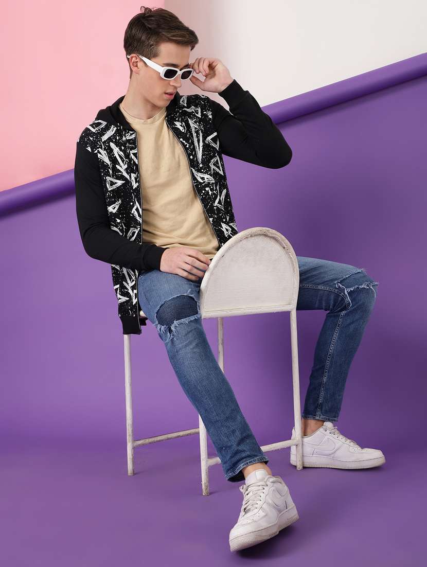 men printed long sleeve hooded sweatshirt - 20388744 -  Standard Image - 3