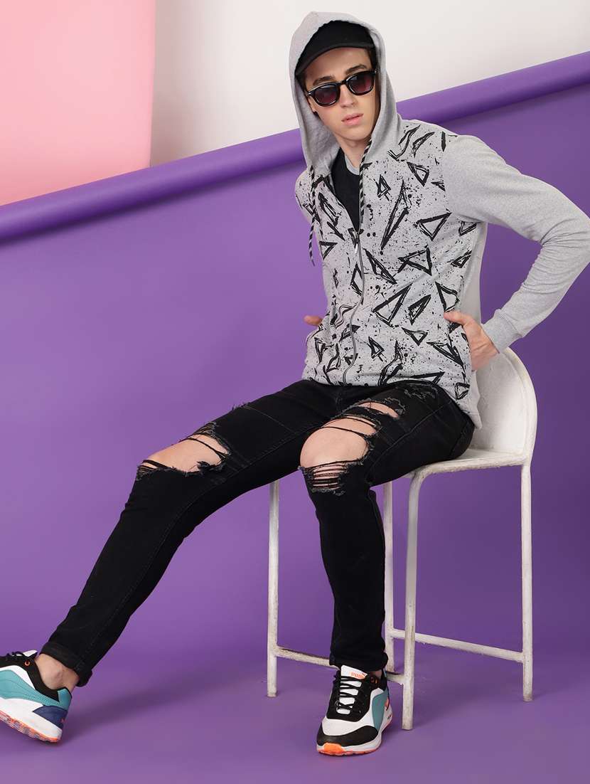 men printed long sleeve hooded sweatshirt - 20388746 -  Standard Image - 3