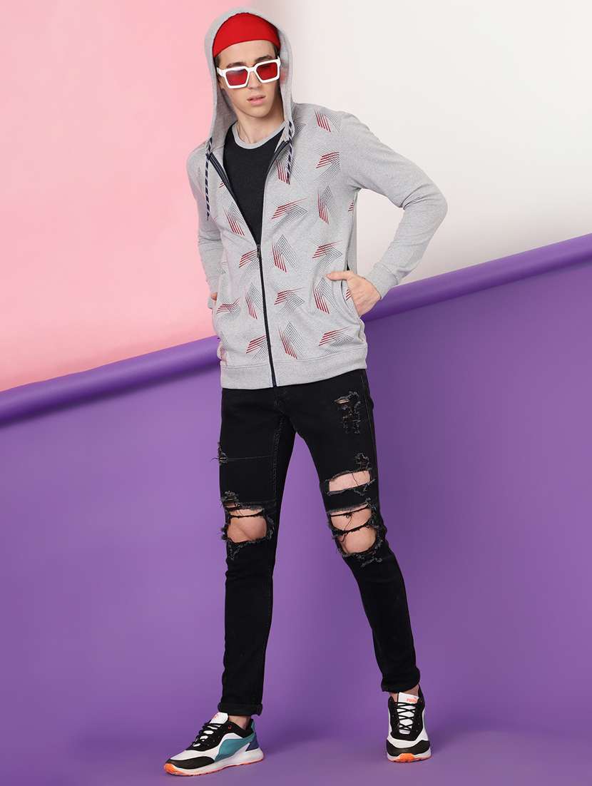 men printed long sleeve hooded sweatshirt - 20388747 -  Standard Image - 3