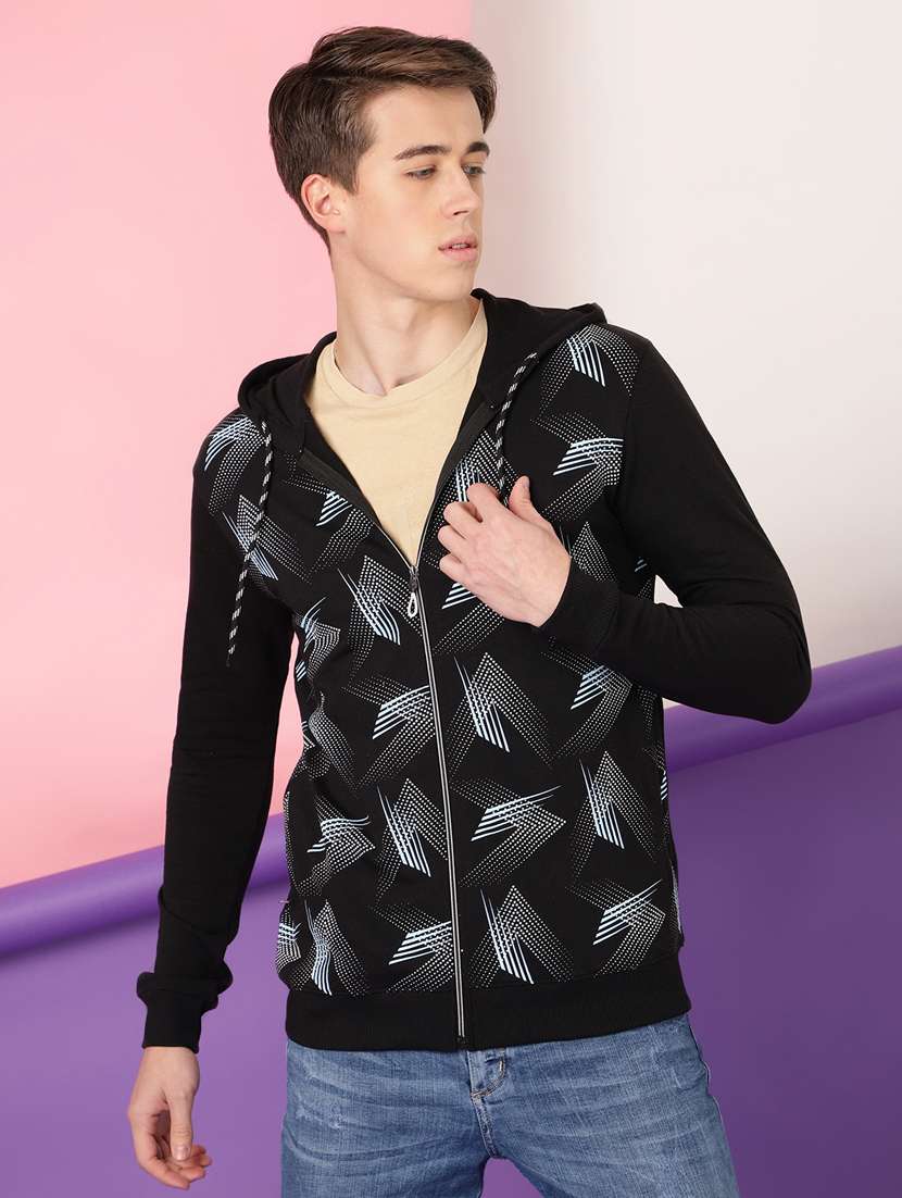 men printed hooded jacket