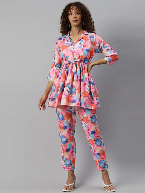 pink printed co-ord set - 20389359 -  Standard Image - 0