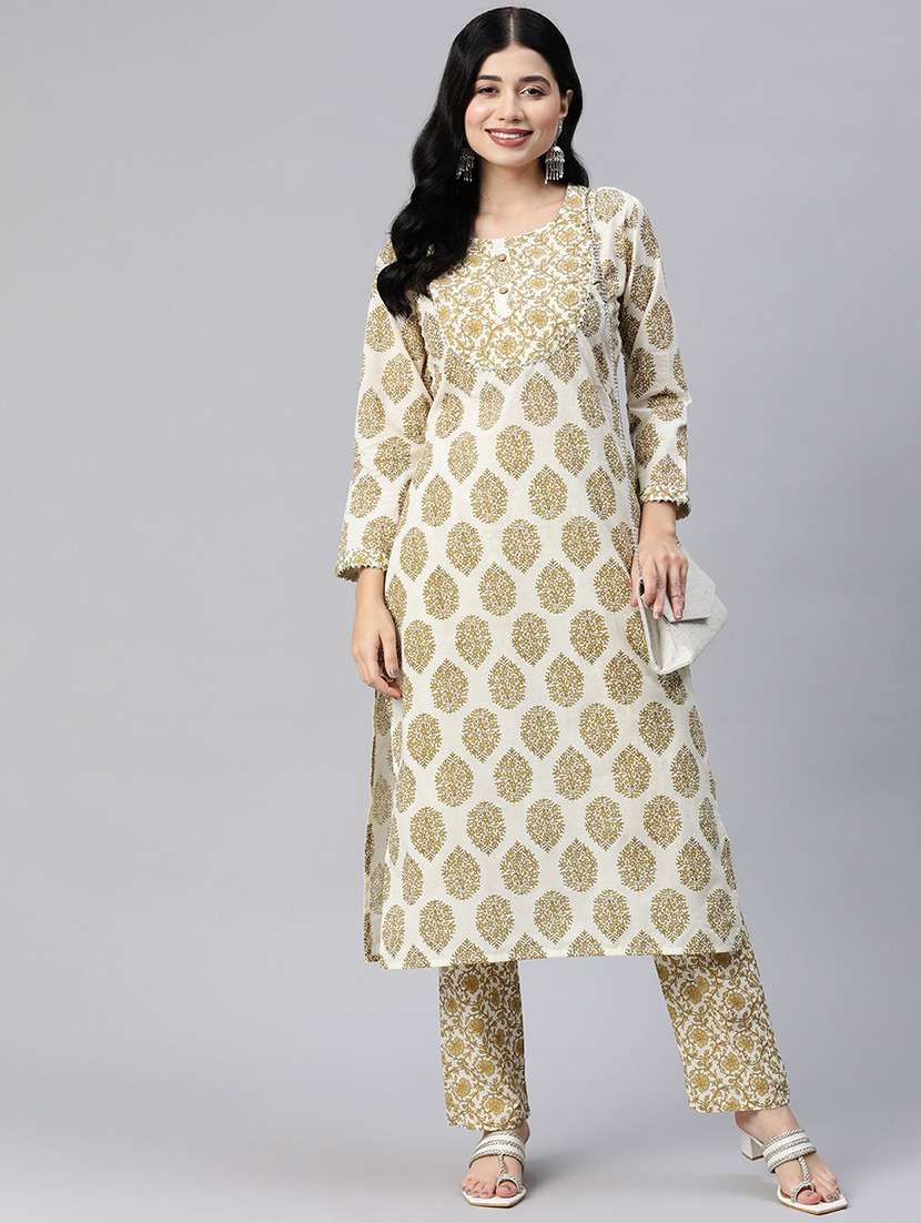 women white floral printed kurta pant set - 20389819 -  Zoom Image - 0