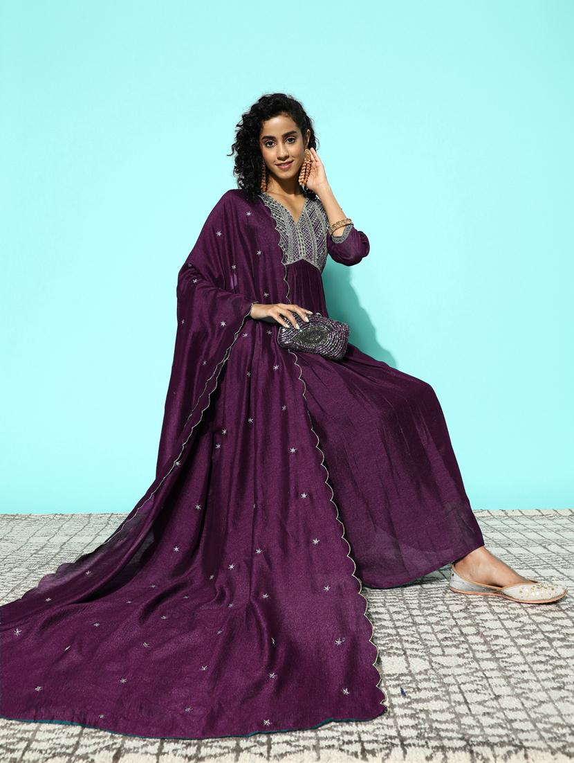 women purple kurta pant set with dupatta - 20390167 - Standard Image - 3