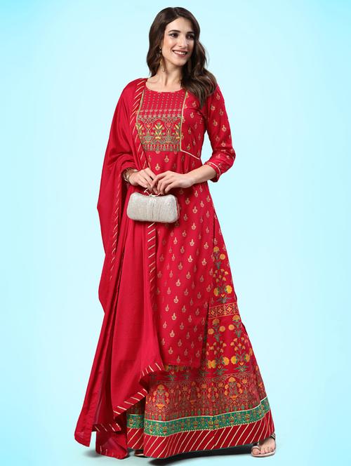 foil print kurta skirt dupatta set - 20390170 - Standard Image - 0