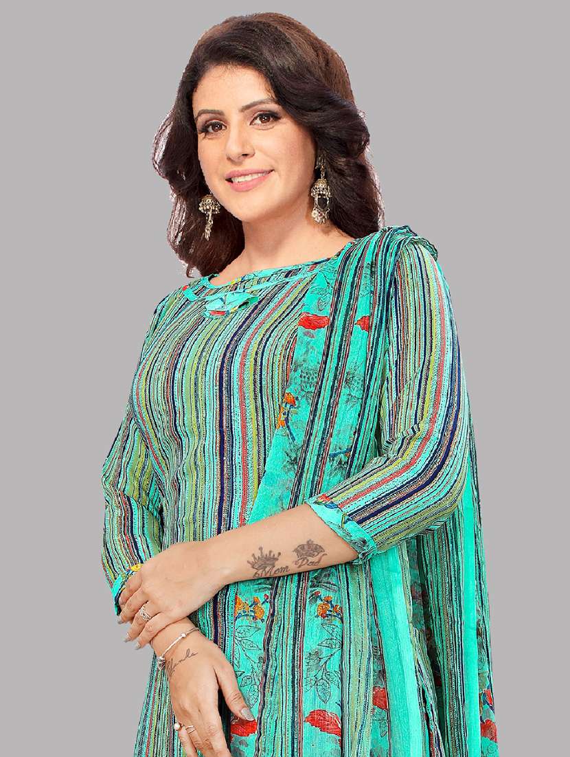 women green unstitched patiyala suits - 20390179 -  Standard Image - 3